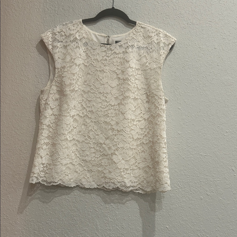 Express Ivory Lace Sleeveless Blouse